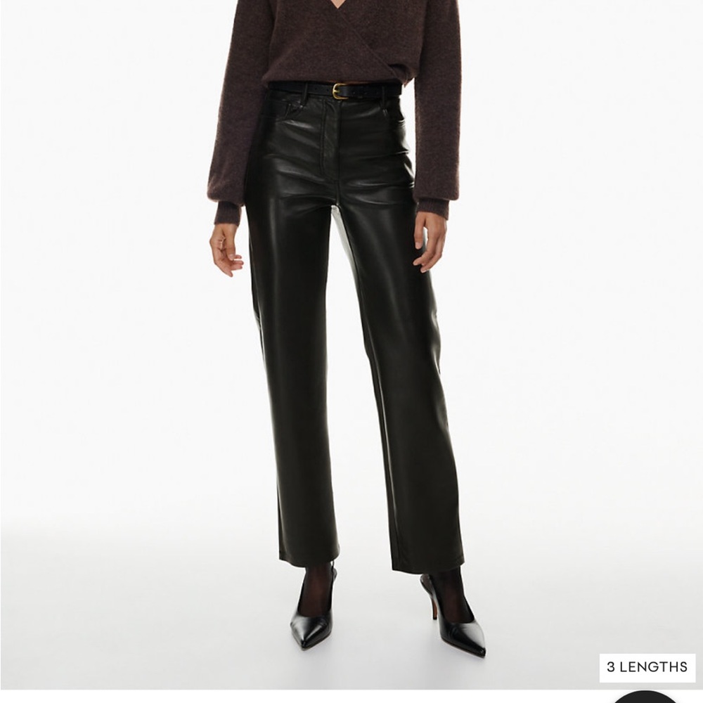NWT Aritzia Wilfred Melina black leather Pants size 2